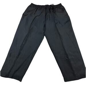 EVR Womens 1X Black 100% Silk Pull On Crop Pants Wide Leg Elastic Waist